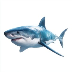 Majestic Great White Shark in the Ocean , PNG isolated cut out image