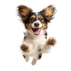 Joyful Dog in Mid-Air , PNG isolated cut out image