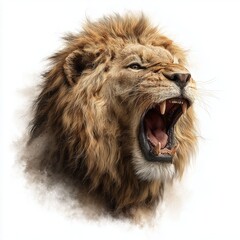 Obraz premium Majestic Lion Roaring in the Wild , PNG isolated cut out image