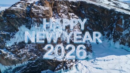 Happy New Year 2026 Snowy Mountain Landscape