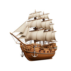 Explore the high seas with this stunning 3D model of a classic wooden sailing ship ready for adventure
