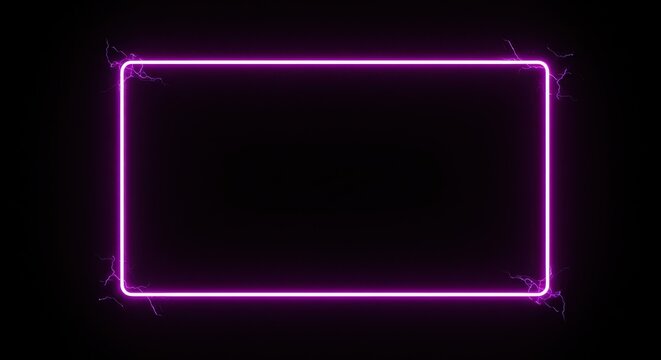 A glowing magenta rectangle with electricity effect on a plain setting for graphic design projects