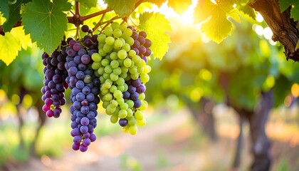 Fototapeta premium Vineyard grapes in sunlight