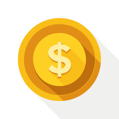 Obraz premium Flat design gold coin with dollar symbol vector illustration scalable icon for finance and business