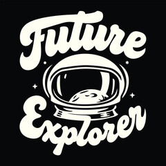Fototapeta premium Retro Space Exploration T-Shirt Design with Astronaut Helmet
