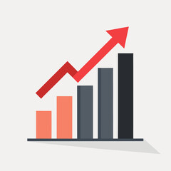 Fototapeta premium Flat design upward trending bar chart vector illustration for business growth and financial success