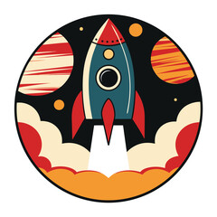 Whimsical Space Adventure A Colorful Rocket Launch Design