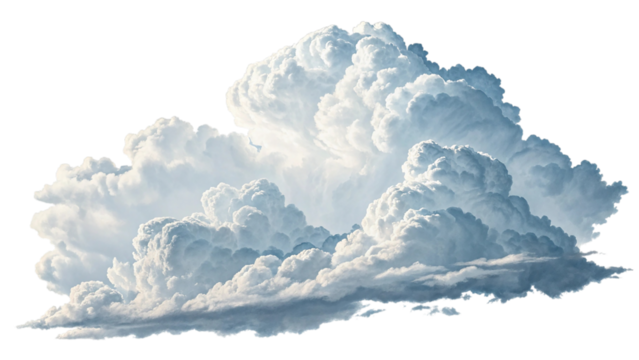 Fluffy cumulus cloud isolated on transparent background