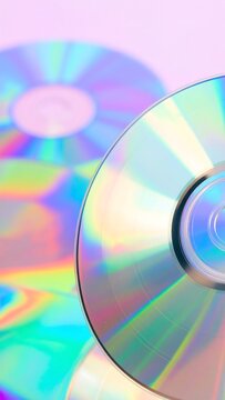 Colorful CDs close-up