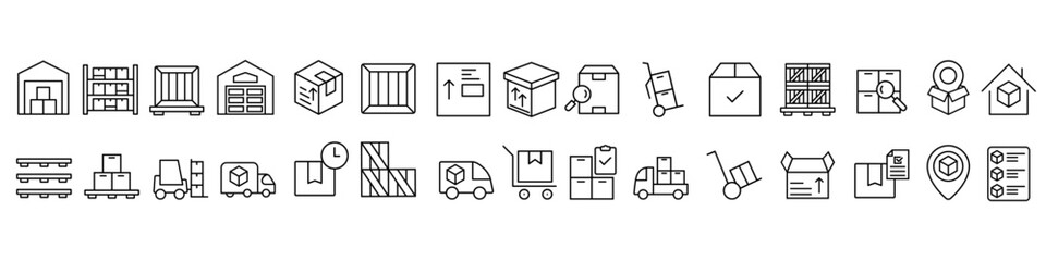 Warehouse icon vector set. storage illustration sign collection. store symbol. storehouse logo. depot web icons.