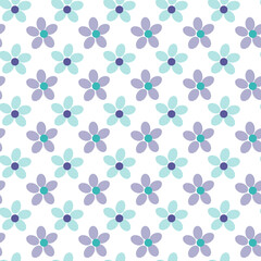 Fresh Blue and Green Daisy Floral Seamless Repeat