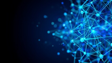 Abstract Blue Network Connections Glowing Spheres And Lines Connected Digital Data Flow Concept