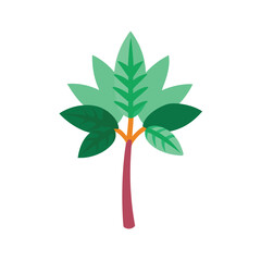 Exotic Jungle Plant Flat Color Vector Design  