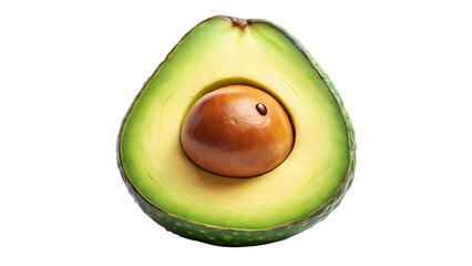 Cute Doodle Avocado with Smiling Face and Happy Pit – Fun Cartoon Character, Isolated on White Background, AI Generated