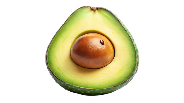 Cute Doodle Avocado with Smiling Face and Happy Pit – Fun Cartoon Character, Isolated on White Background, AI Generated