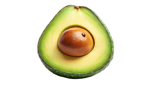 Cute Doodle Avocado with Smiling Face and Happy Pit – Fun Cartoon Character, Isolated on White Background, AI Generated