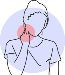 Minimalist illustration of woman with neck pain and muscle discomfort