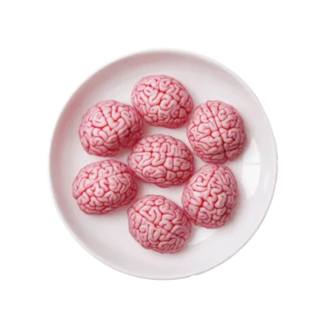 Bold Minimalist Zombie Brains on Plate on transparent background
