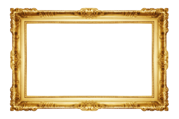 Old Antique Gold Frame Isolated on White and Png Transparent Background