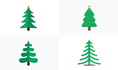 Fototapeta premium Christmas Tree Collection – Flat Vector Illustration Festive Holiday Trees Winter New Year Decorations