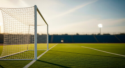 Fototapeta premium Soccer Goal on Green Field