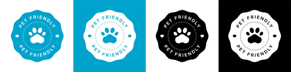 Pet friendly round vector badges set
