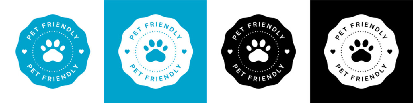 Pet friendly round vector badges set