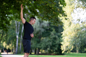 Man exercising in park