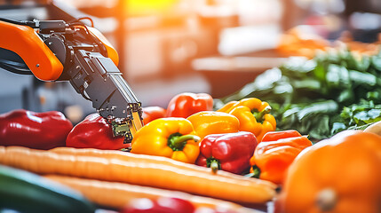 Robotic Arm Selecting Fresh Vegetables in a Market Setting