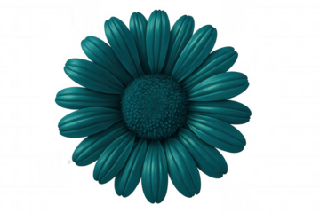 Teal painted daisy flower isolated on transparent background, perfect for nature-themed projects