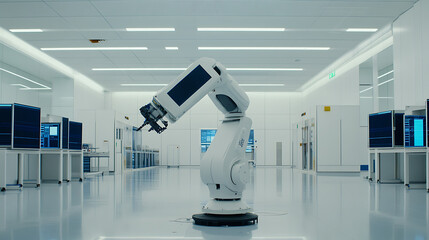 Robotic Arm in a High-Tech Laboratory Environment