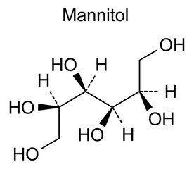 Chemical structure of mannitol, drug substance