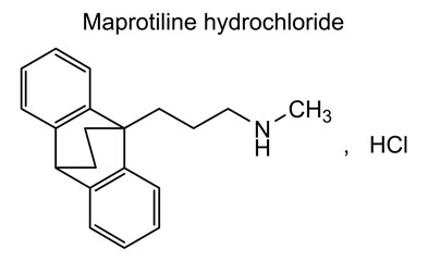 Chemical structure of maprotiline hydrochloride, drug substance