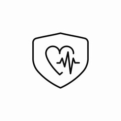 shield health insurance health protection heart ecg icon sign vector
