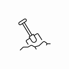 shovel stuck in ground digging icon sign vector