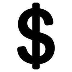Obraz premium Black Silhouette Dollar Sign Icon PNG | Minimal Currency Symbol Download 