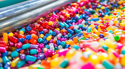 Vibrant Multicolored Beads in a Container