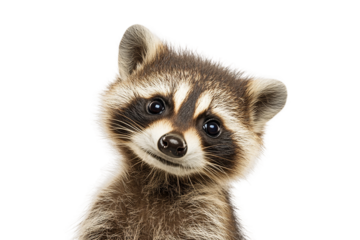 Funny Curious Raccoon Isolated on Transparent Background