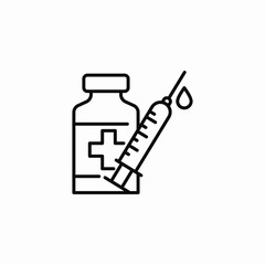 vial with medical cross syringe with needle drop vaccination medication injection icon sign vector
