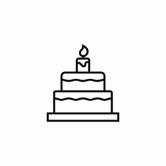 two tier cake with candle icon sign vector