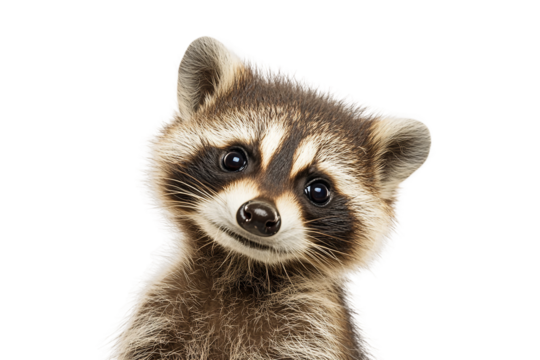 Funny Curious Raccoon Isolated on Transparent Background