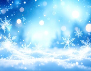 Naklejka premium Blue Winter Scene with Snowflakes Falling and Snowdrifts for Holiday Backgrounds and Greeting Cards