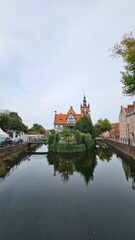 Fototapeta premium Historic Island House in Gdańsk Surrounded by Canal