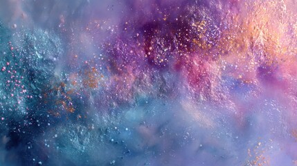 Fototapeta premium Whimsical abstract artwork showcasing fluid color gradients and textured splatters reminiscent of cosmic nebulas and celestial events.