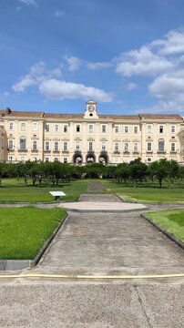 The Royal Palace of Portici, a monumental Bourbon residence built in 1738 by the Bourbon Kings, located in Naples, Italy. A historic landmark of cultural and architectural heritage.