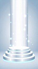 Obraz premium Elegant White Podium on White Gradient Background with Bright Spotlight and Clean Modern Geometric Design