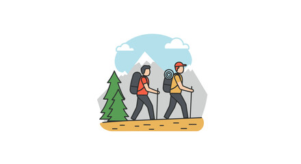 Inspiring Outdoor Exploration: Flat Vector Icon for Adventure, Wellness & Sustainable Travel Campaigns