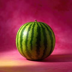 Whole watermelon on a pink background