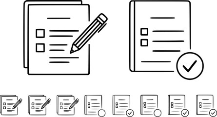 set of report card outline icon vector
