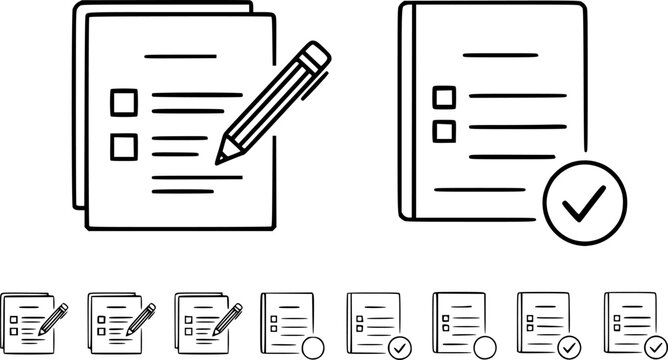 set of report card outline icon vector
